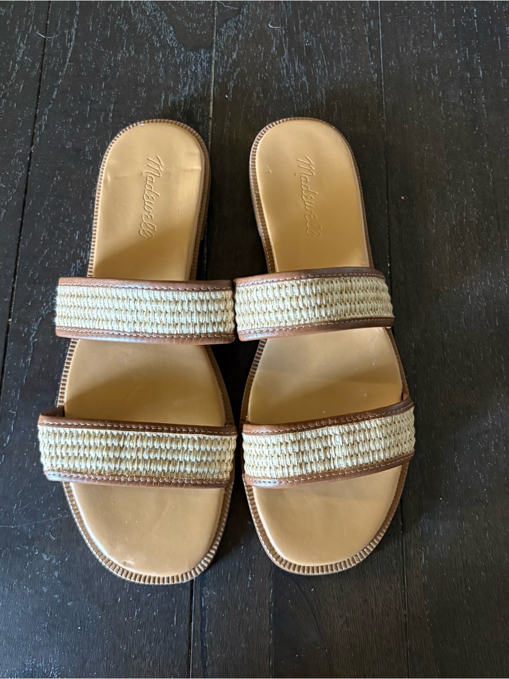 Madewell The Teagan Slide Sandal in Straw Strappy Beach Coastal Cruise Size 8 - Picture 3 of 11